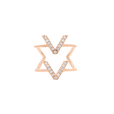 Viva Double V Full Diamond Fingertip Ring